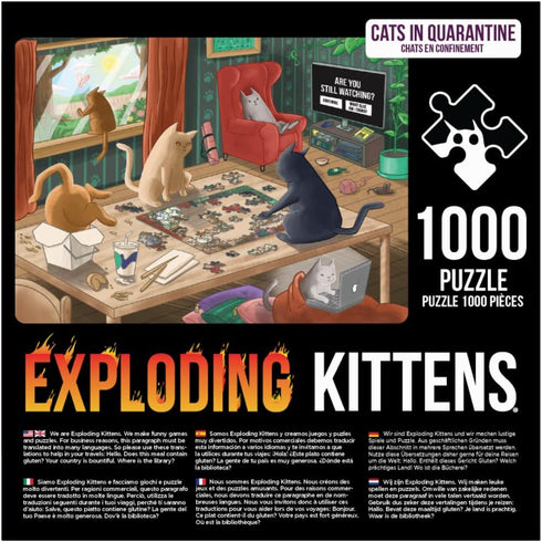 Exploding Kittens Puzzle: Cats in Quarantine, 1000 Pieces for Ages 14 and Up