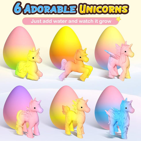 6 Pack 3+ 3 4 5 6 7 8 Coodoo Unicorn Hatching Rainbow Eggs for Kids - Unicorn Toys Craft Kits for Boys & Girls