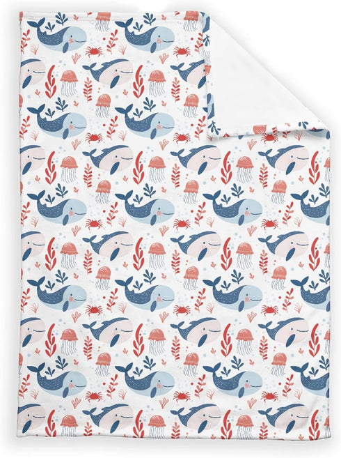 SqtmuHLuo 60x80inch Whale Baby Blanket for Boys Girls Sea Animal Jellyfish Ocean Creature Flannel Crib Blankets
