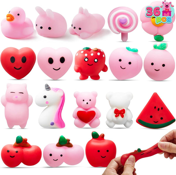 JOYIN 36 Packs Valentines Day Mochi Squishy Toys, Stress Relief Fidget Toy,