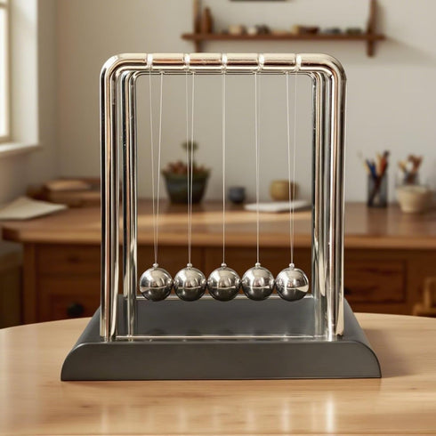 UOUVOSTA Newtons Cradle Balance Pendulum Balls, Swinging Kinetic Balls with Black Base, Science Physics Educational