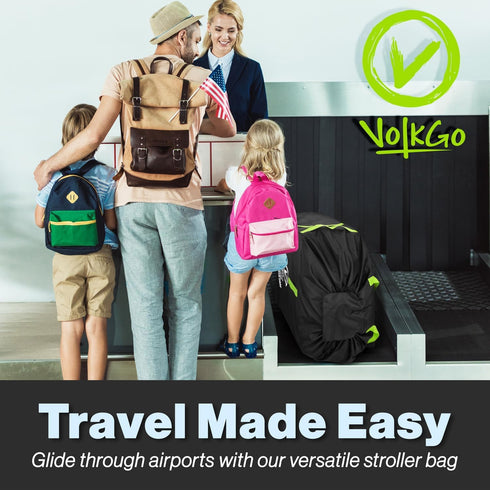 V VOLKGO Large Stroller Bag for Airplane, Large Cover for Airtravel, Jogger & Umbrella Stroller Cover for Travel - Fits