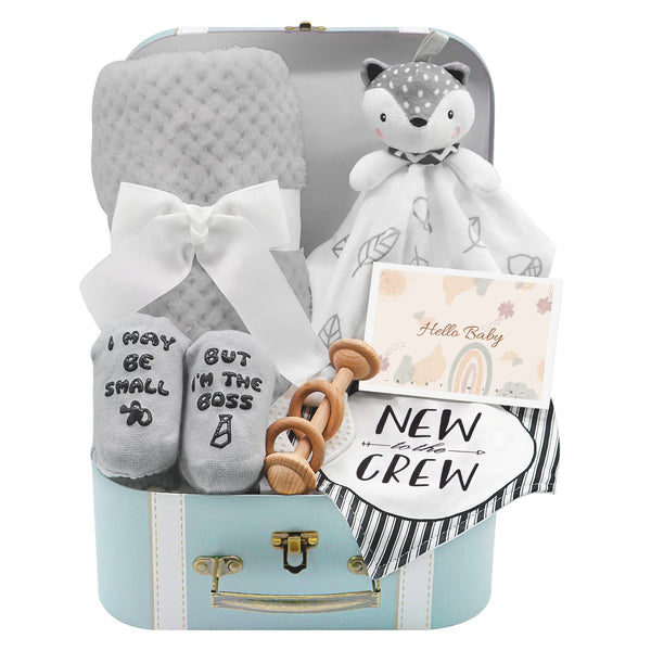 Fvntuey Baby Gift Set, Baby Shower Gifts Basket Newborn Blanket Baby Lovey Security