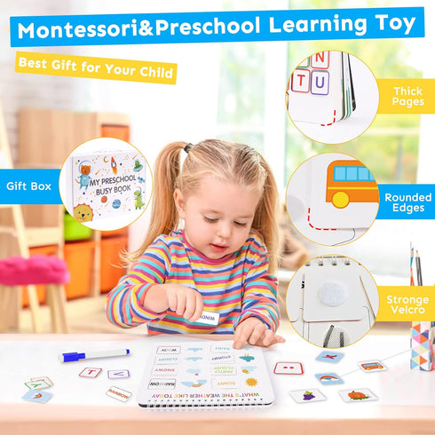 3-5, 30 4-8, Mallify Busy Book for Toddlers Preschool Busy Book Themes Kids Binder and Early Learning Toys, Tracing