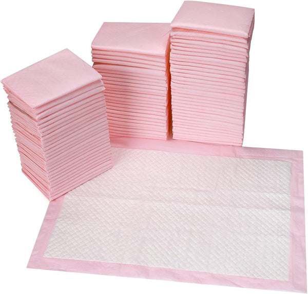 Buyockss 80 Count Disposable Baby Changing Pads, 18x18 Pink Super Absorbent Leakproof Quick-Drying,