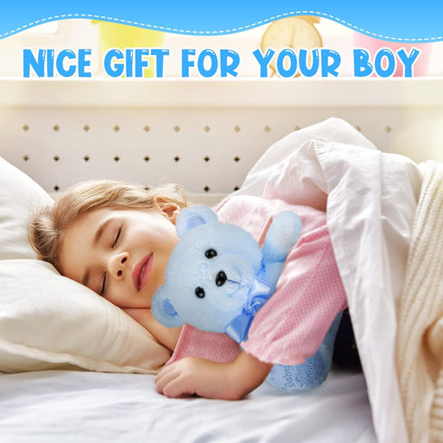10 Inch Bear Stuffed Animal, First Bear Baby Shower Plush Toy for Wedding Birthday Gift (Blue)