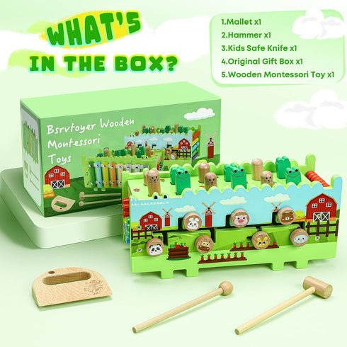 12+ Hammering Wooden Activity Cube Montessori Toys for Months Baby Boys Girls | Pounding Toys with Abacus, Educational