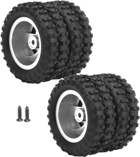 2pcs Durable RC Car Rear Tires, 52mm Aluminum Alloy Upgrade Parts for WPL D12 1/10 RC Truck, Silver