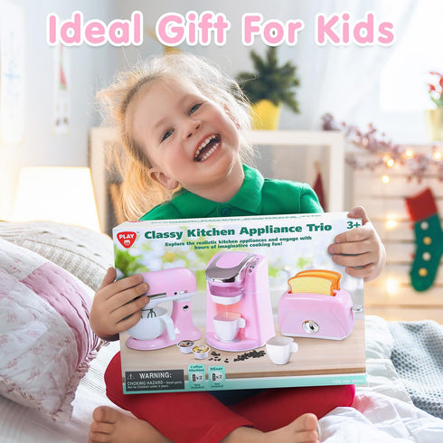 Playset Sets 2 3 4 5 6 7 Play Kitchen Appliances Toys - Kids Kitchen Accessories, Pretend Play Toy with Coffee Maker