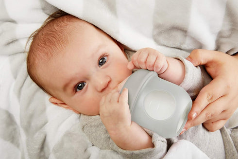 1 4 Oz Boon Nursh Reusable Silicone Baby Bottle with Collapsible Silicone Pouch Design - Everyday Baby Essentials