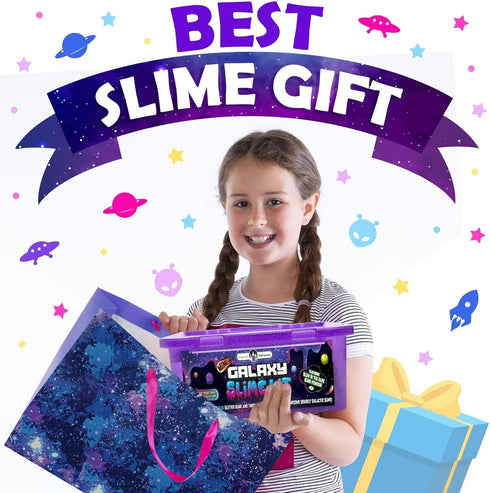 812, Set Original Stationery Galaxy Slime Kit for Kids Ages DIY Space Slime with Glow-in-The-Dark Stickers & Galactic