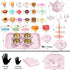 Set 49PCS Teaset 3-8 iAOVUEBY Tea Party for Little Girls, Princess Tea Time Toys Including Dessert Carrying Case, Kids