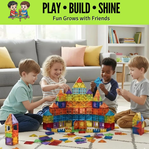 136 2 3-12, Set Magnet Tiles for Kids PCS with Cars Bases, STEM Magnetic Tiles for Toddlers, Educational Learning Toys