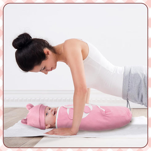 6 Pack 100% 0-3 Ramede Swaddle Blanket with Hats for Baby Girl Boy Cotton Swaddles Months, Adjustable Breathable Skin