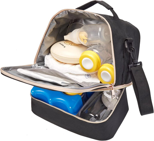 Breast Pump Bag Cooler Compartment for Breast Pump - Cooler and Moistureproof Bag Double Layer for Mother Breast Milk