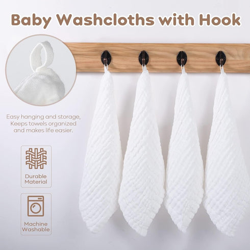 100% 6 Pack 12x12in Yoofoss Muslin Baby Washcloths Cotton Face Towels Wash Cloths for Baby Soft and Absorbent Baby