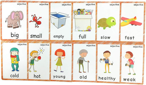 SANTSUN Set Toddlers(47 of Adjectives&Antonym Flash Cards for pc) | Kids Learning Flashcard & Montessori Pocket Cards