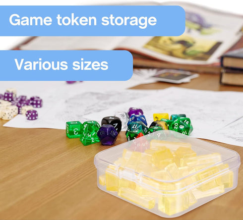 20 Pcs Clear Board Game Tokens Storage Containers - Assorted Sizes for Game Components
