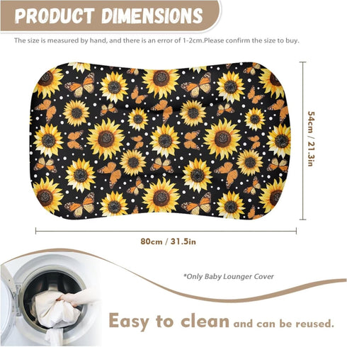 Sarogrorin Sunflower Butterfly Baby Infant Lounger Cover Breathable & Portable Infant Lounger Case Nursing Pillow Cover