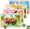 Wooden Puzzles Toys for Kids Ages 3-5 - Set of 4 Packs with 20-Piece Farm Animal Theme Jigsaw Puzzles