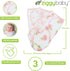 Set 0-3 3 Pack Ziggy Baby Baby Girl Swaddle Blanket Adjustable Wrap Size Small/Medium, Months - - Pink Peony, Pink