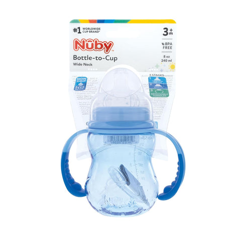 3 1 8 Oz Nuby in Baby Bottle to Training Sippy Cup - Toddler Cups Spill Proof with Soft Spout, Nipple & Removable Grip