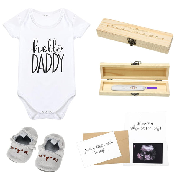 Jiuguva Surprise Pregnancy Announcements for Dad and Husband Pregnancy Test Keepsake Box