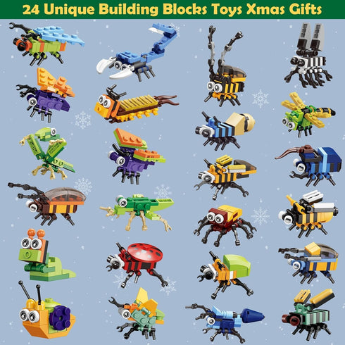 2025 24 Countdown 12 1 Christmas Advent Calendar with Building Blocks for Kids, Days Christmas Calendars In Building
