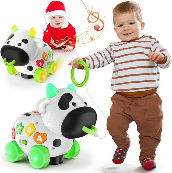 Talkfun Musical Cow Toys for 1+ Year Old Boy Girl, Bilingual Baby