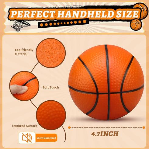 Mini Foam Basketball Replacement Ball for Indoor Basketball Hoop, Orange Soft Basketball Toy for Kids & Toddlers