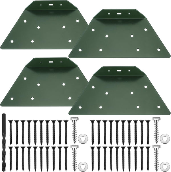 4 Pcs A Frame Bracket for Swing Set, Wooden Swing Accessories with Tools Hardware for Playground Support (Green)
