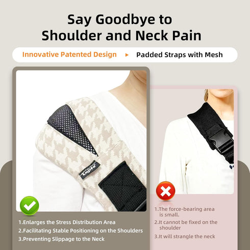Lujifo Baby Sling Carrier for Toddler, Houndstooth Baby Carrier Sling, Premium Cotton Linen Adjustable in Both Front