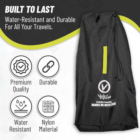 Backpack V VOLKGO Super Extra Large Stroller Bag for Airplane with Padded Shoulder Straps, Double Stroller Cover