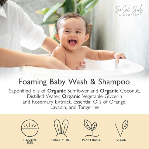 2oz 2 Pack SoCal Suds & Company Organic Foaming Baby Wash & Shampoo - Soft Citrus