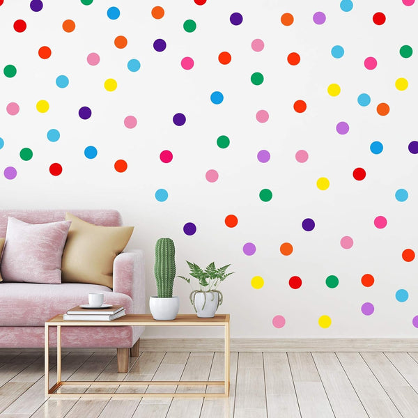 Zonon 240 Pieces Polka Dots Wall Decals, 2 Inch Multi-Color Vinyl Stickers for Playroom, Bedroom, Nursery Decor