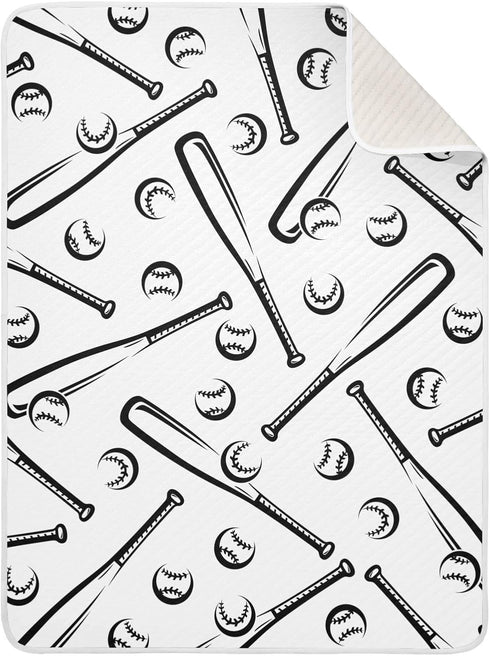 KICPOAY Baseballs White Black Baby Swaddle Blanket for Boys and Girls, Muslin Baby