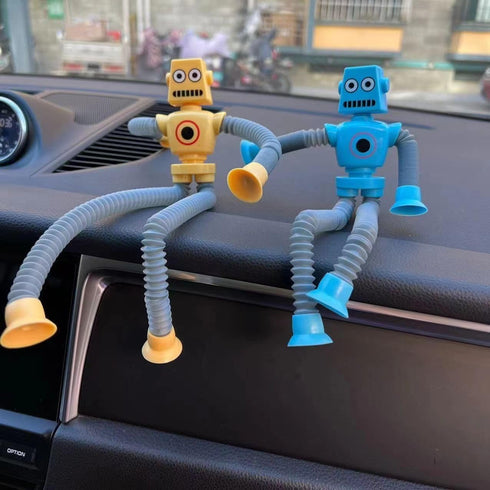 LED Light Up Sensory Fidget Robot Toys for Kids, Suction Cup Poseable Action Figures, XL