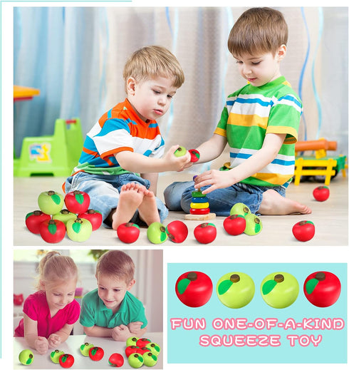 30 Supplies(1.96 Inch) Chalyna Pieces Fruit Stress Ball Red and Green Fruit Stress Relief Squeeze Balls Squeeze Finger