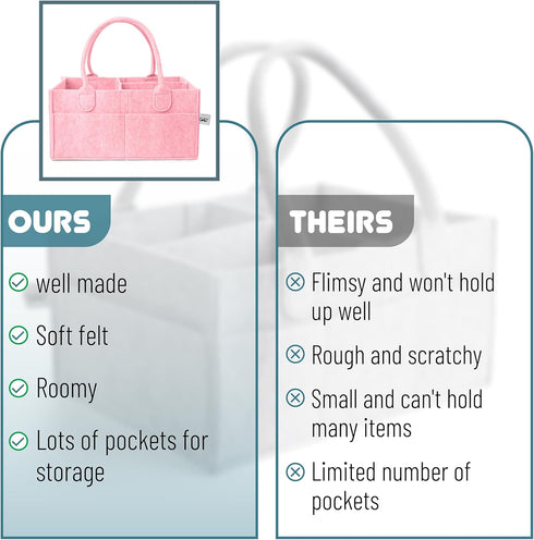 Mr. Pen Baby Diaper Caddy Organizer, Portable Pink Baby Organizer for Changing Table, Nursery, Car