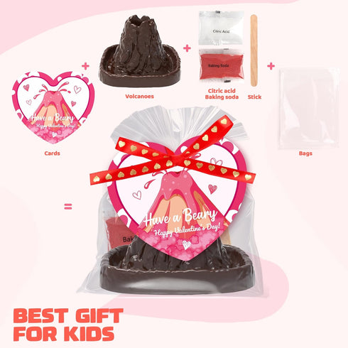 24 Pack Valentines Day Large Volcano Science Kit - Valentines Day Gift Cards for Kids, Volcano Erupting Experiment Toys