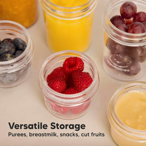KeaBabies 4pk 8oz & 4pk 4oz Glass Baby Food Containers - Leak-Proof, Microwavable Small Baby Glass Jars with Lids,