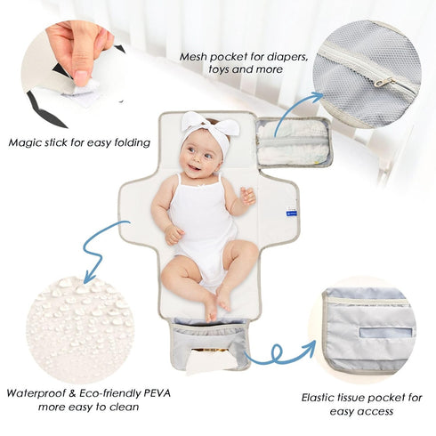 BOESI Halloween Ghosts and Bats Portable Changing Pad, Baby Changing Pad, Waterproof Diaper Changing Travel Bag