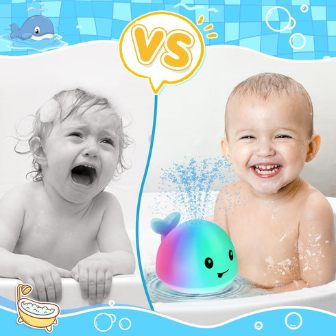2024 Upgraded Baby Bath Toys, Light Up Whale Sprinkler Spray Water Pool Toys for Kids 1-3, Baby Shower Gifts for Boys