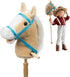 HollyHOME Stick Horse Plush Handcrafted Hobby Horse on a Stick with Wood