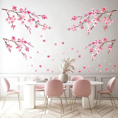 DECOWALL DS12-2003P1903 Watercolor Cherry Blossoms Wall Stickers, Peel and Stick Removable Wall Decals for Kids Nursery