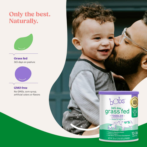 365 12-36 20 oz Bubs Grass Fed Toddler Nutritional Drink, Non-GMO Whole Milk-Based Formula, for Kids Months