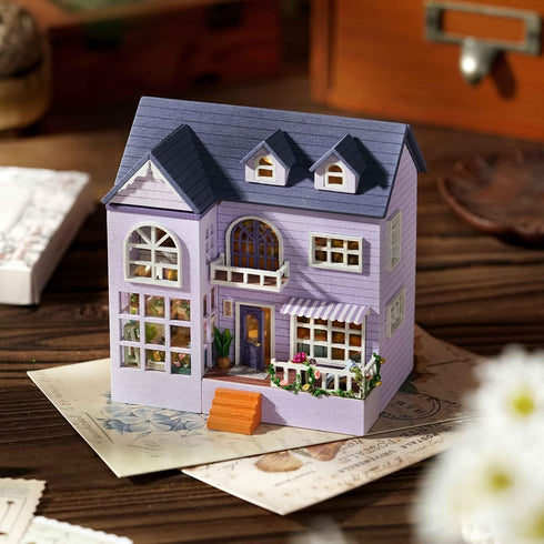TuKIIE DIY Miniature Dollhouse Kit with Furniture, 1:32 Scale Opened & Closed Wooden House for Kids