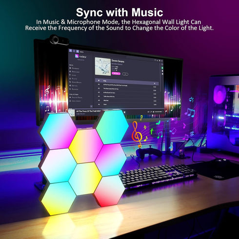 8 Pack OJQ Hexagon Lights Wall RGB Panel - Hexagonal Led Lights Room Decor Wall Lights Gifts for Men/Women Honeycomb
