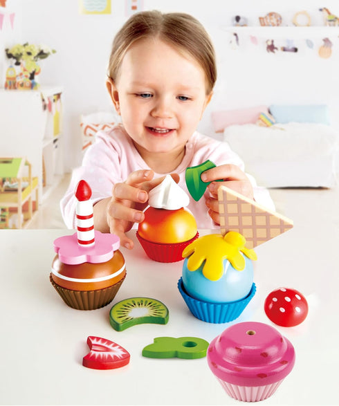 Set Hape Colorful Wooden Cupcakes - Pretend Play Food