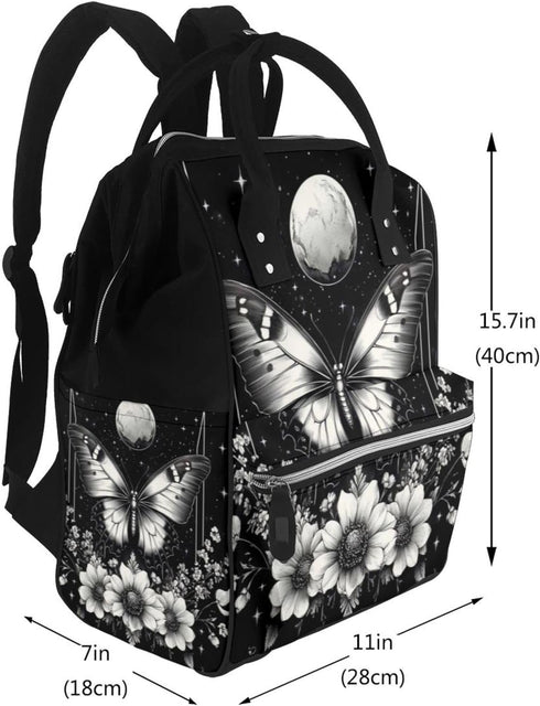 ZSUUGJ Backpack Gothic Butterfly Printed Diaper Bag Baby Bag Multi Function Baby Changing Bags For Travel